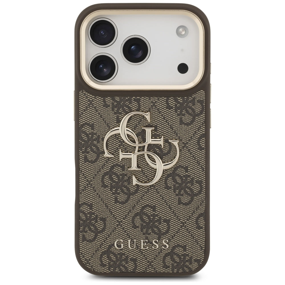 Hülle für Apple iPhone 17 Pro, Guess, Big 4G Classic Logo mit großem Riemen, Braun