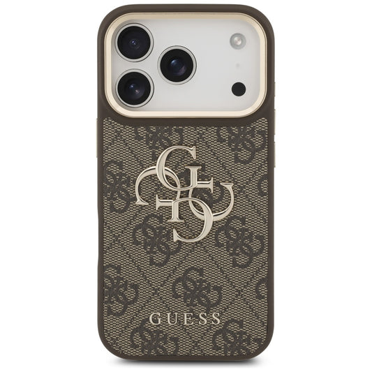 Hülle für Apple iPhone 17 Pro, Guess, Big 4G Classic Logo mit großem Riemen, Braun