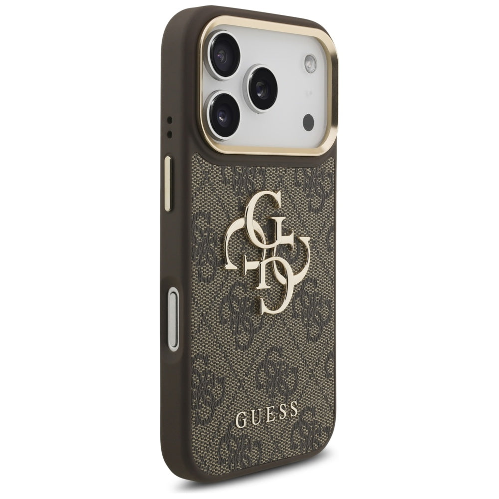 Hülle für Apple iPhone 17 Pro, Guess, Big 4G Classic Logo mit großem Riemen, Braun