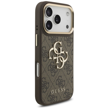 Hülle für Apple iPhone 17 Pro, Guess, Big 4G Classic Logo mit großem Riemen, Braun