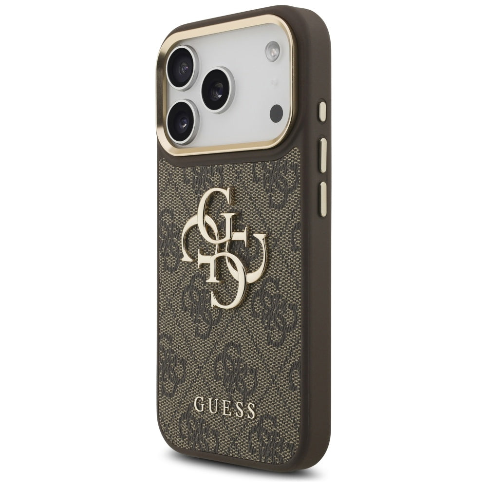 Hülle für Apple iPhone 17 Pro, Guess, Big 4G Classic Logo mit großem Riemen, Braun