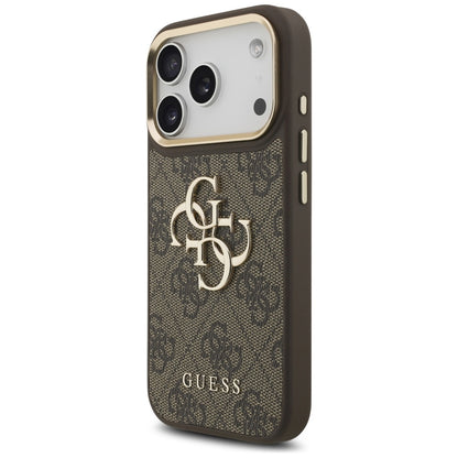 Hülle für Apple iPhone 17 Pro, Guess, Big 4G Classic Logo mit großem Riemen, Braun