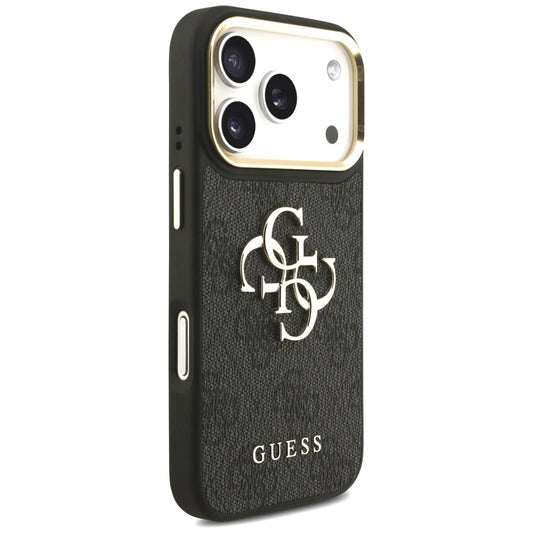 Hülle für Apple iPhone 17 Pro, Guess, Big 4G Classic Logo mit großem Band, Schwarz