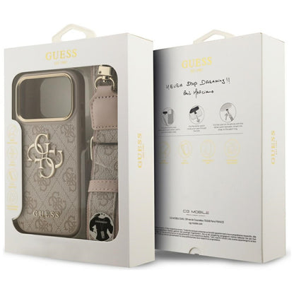 Hülle für Apple iPhone 17 Pro, Guess, Big 4G Classic Logo mit großem Riemen, Rosa