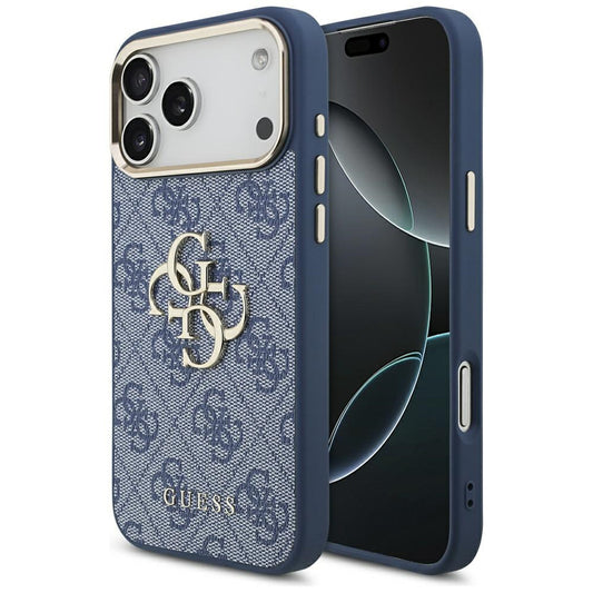 Hülle für Apple iPhone 17 Pro, Guess, Big 4G Logo Classic, Goldenes Blau