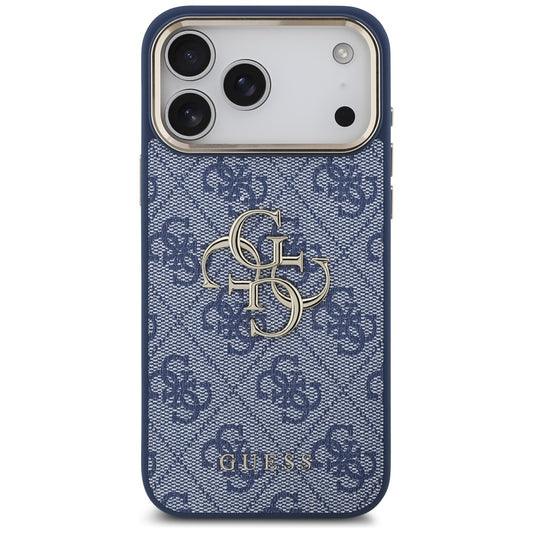 Hülle für Apple iPhone 17 Pro, Guess, Big 4G Logo Classic, Goldenes Blau
