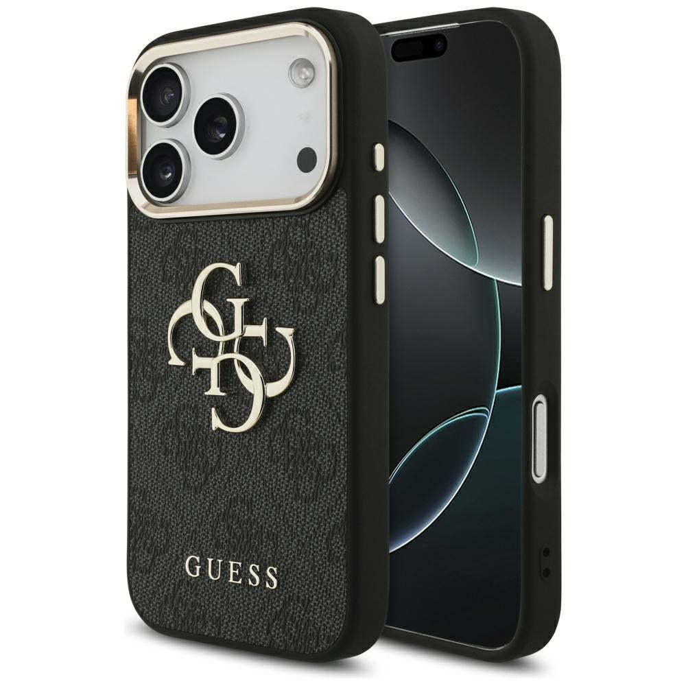 Hülle für Apple iPhone 17 Pro, Guess, Big 4G Logo Classic, Schwarz Gold