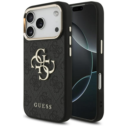 Hülle für Apple iPhone 17 Pro, Guess, Big 4G Logo Classic, Schwarz Gold