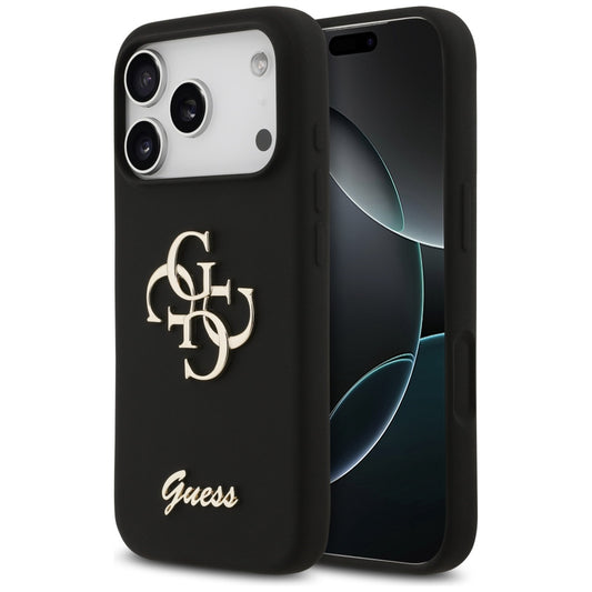 Hülle für Apple iPhone 17 Pro, Guess, Big 4G Script, Schwarz