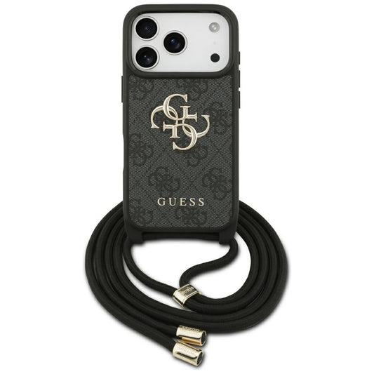 Hülle für Apple iPhone 17 Pro, Guess, Crossbody Cord 4G Big Log, Schwarz