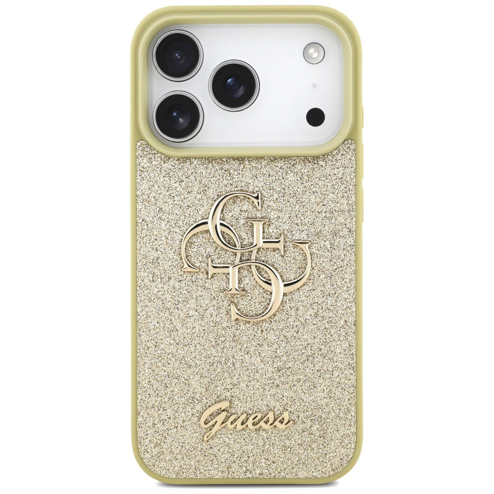 Hülle für Apple iPhone 17 Pro, Guess, Fixed Glitter Big 4G, Gold