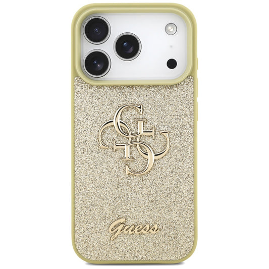Hülle für Apple iPhone 17 Pro, Guess, Fixed Glitter Big 4G, Gold