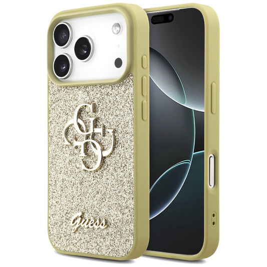 Hülle für Apple iPhone 17 Pro, Guess, Fixed Glitter Big 4G, Gold
