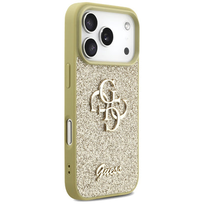 Hülle für Apple iPhone 17 Pro, Guess, Fixed Glitter Big 4G, Gold
