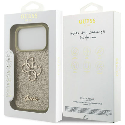 Hülle für Apple iPhone 17 Pro, Guess, Fixed Glitter Big 4G, Gold
