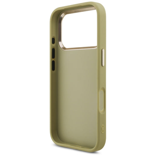 Hülle für Apple iPhone 17 Pro, Guess, Fixed Glitter Big 4G Metal Frame, Gold