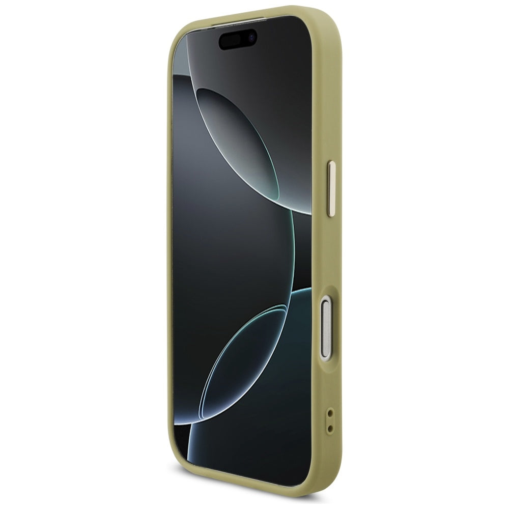 Hülle für Apple iPhone 17 Pro, Guess, Fixed Glitter Big 4G Metal Frame, Gold