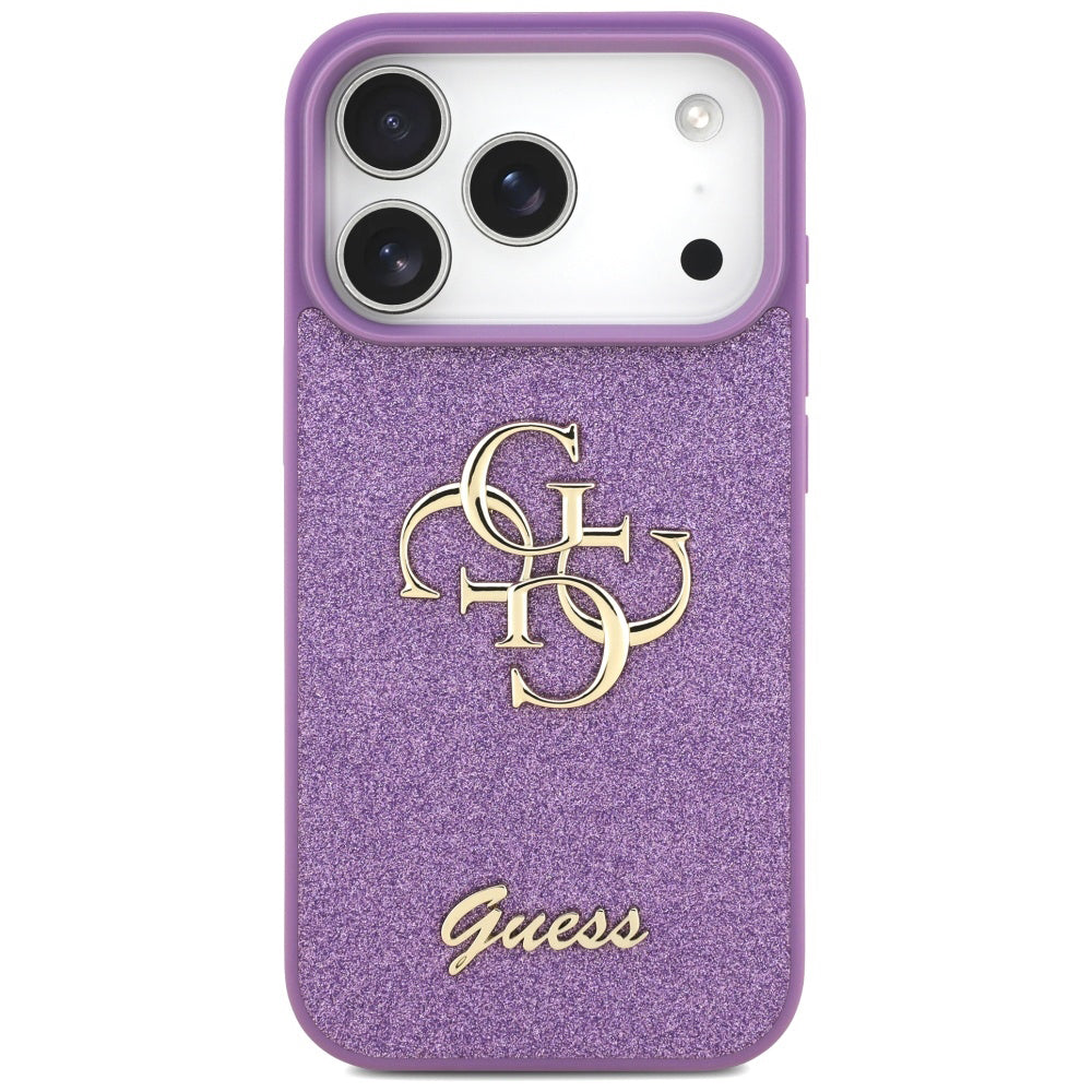 Hülle für Apple iPhone 17 Pro, Guess, Fixed Glitter Big 4G, Lila