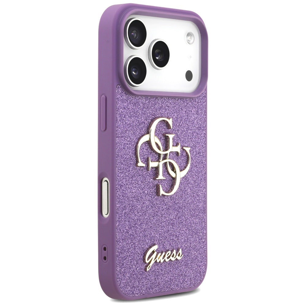 Hülle für Apple iPhone 17 Pro, Guess, Fixed Glitter Big 4G, Lila