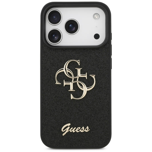 Hülle für Apple iPhone 17 Pro, Guess, Fixed Glitter Big 4G, Schwarz