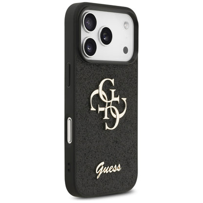 Hülle für Apple iPhone 17 Pro, Guess, Fixed Glitter Big 4G, Schwarz