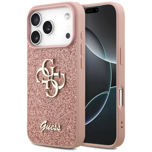 Hülle für Apple iPhone 17 Pro, Guess, Fixed Glitter Big 4G, Rosa