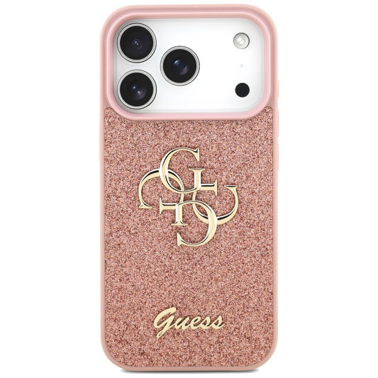 Hülle für Apple iPhone 17 Pro, Guess, Fixed Glitter Big 4G, Rosa