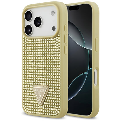 Hülle für Apple iPhone 17 Pro, Guess, Rhinestone Triangle Logo, Gold