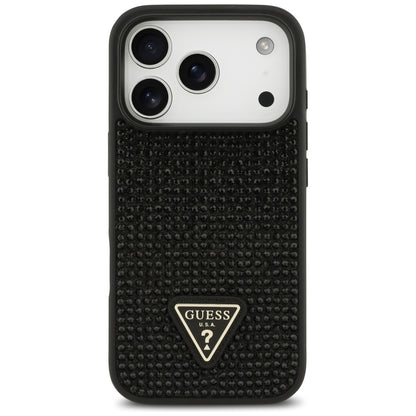 Hülle für Apple iPhone 17 Pro, Guess, Rhinestone Triangle Logo, Schwarz