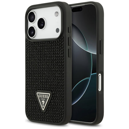 Hülle für Apple iPhone 17 Pro, Guess, Rhinestone Triangle Logo, Schwarz