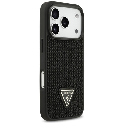 Hülle für Apple iPhone 17 Pro, Guess, Rhinestone Triangle Logo, Schwarz