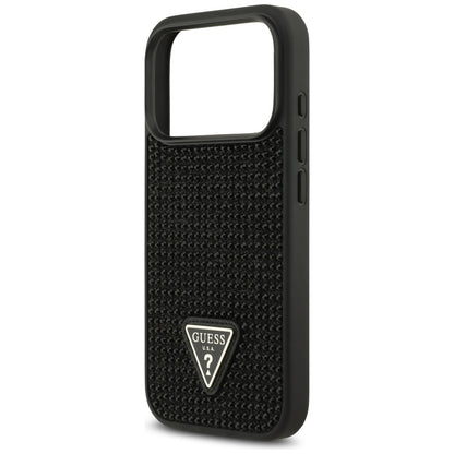 Hülle für Apple iPhone 17 Pro, Guess, Rhinestone Triangle Logo, Schwarz