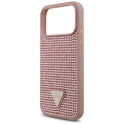 Hülle für Apple iPhone 17 Pro, Guess, Rhinestone Triangle Logo, Rosa