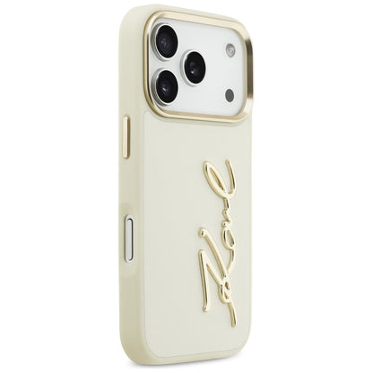 Hülle für Apple iPhone 17 Pro, Karl Lagerfeld, Script Logo, Beige