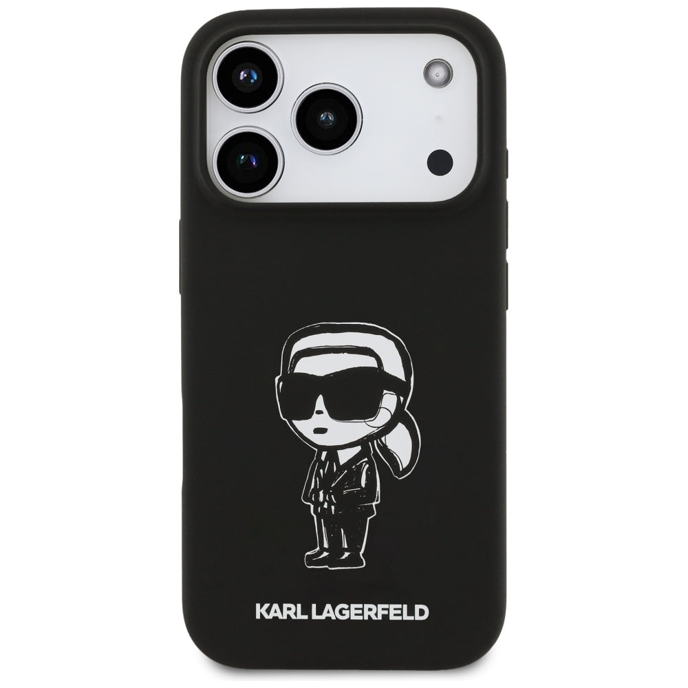Hülle für Apple iPhone 17 Pro, Karl Lagerfeld, Sketch und Logo Karl, Schwarz