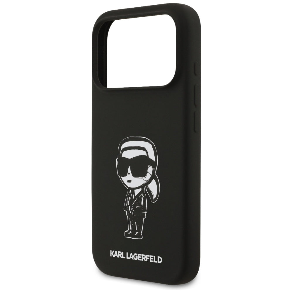 Hülle für Apple iPhone 17 Pro, Karl Lagerfeld, Sketch und Logo Karl, Schwarz