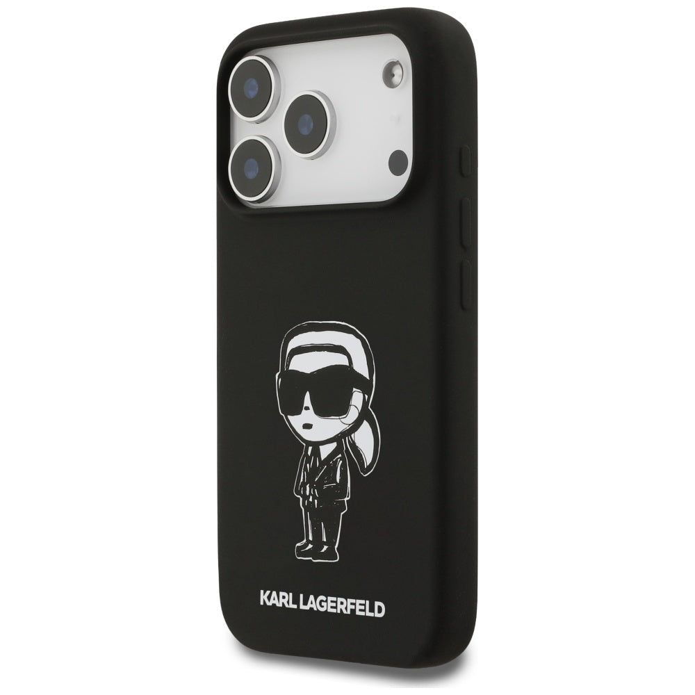Hülle für Apple iPhone 17 Pro, Karl Lagerfeld, Sketch und Logo Karl, Schwarz