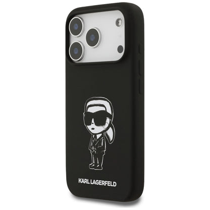 Hülle für Apple iPhone 17 Pro, Karl Lagerfeld, Sketch und Logo Karl, Schwarz