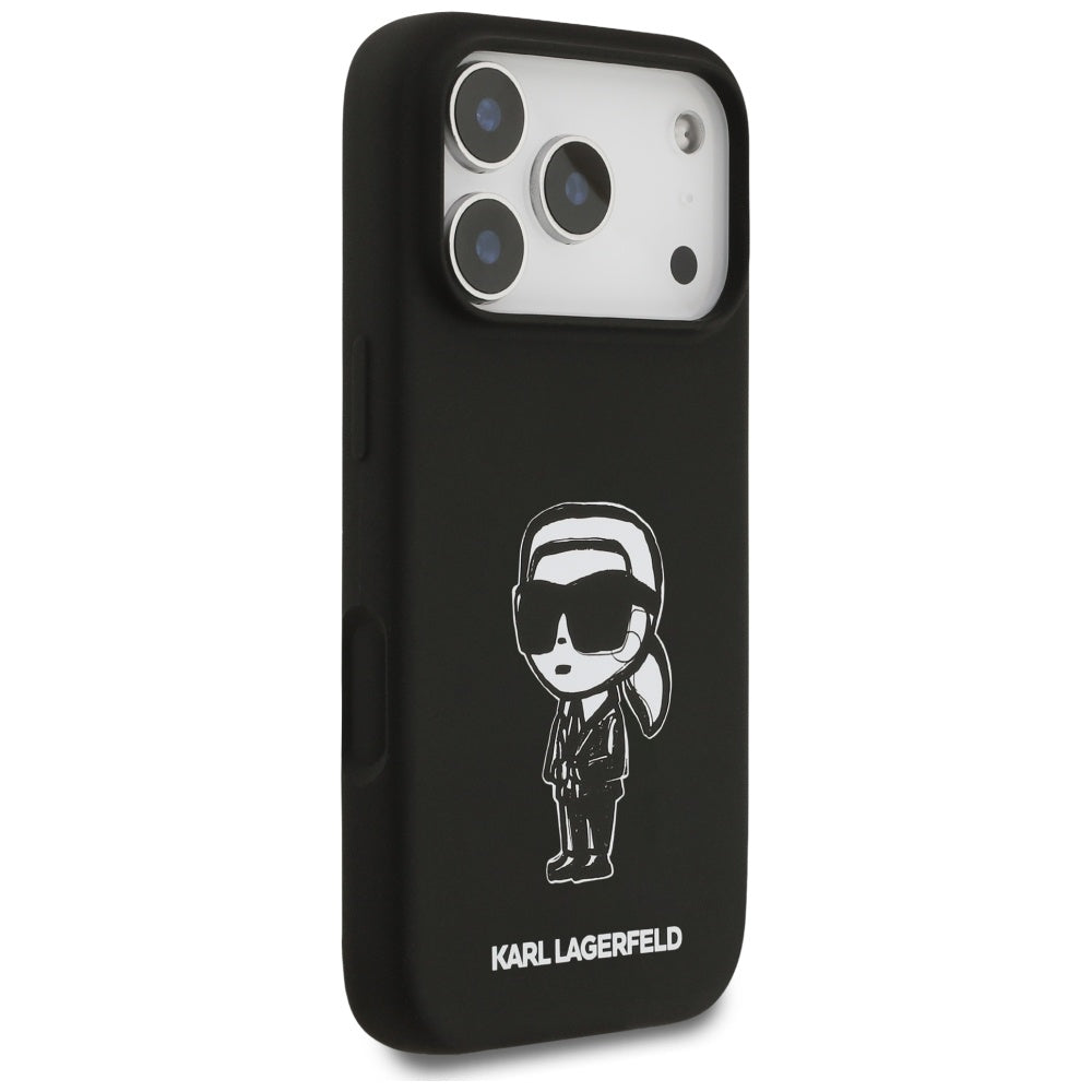 Hülle für Apple iPhone 17 Pro, Karl Lagerfeld, Sketch und Logo Karl, Schwarz