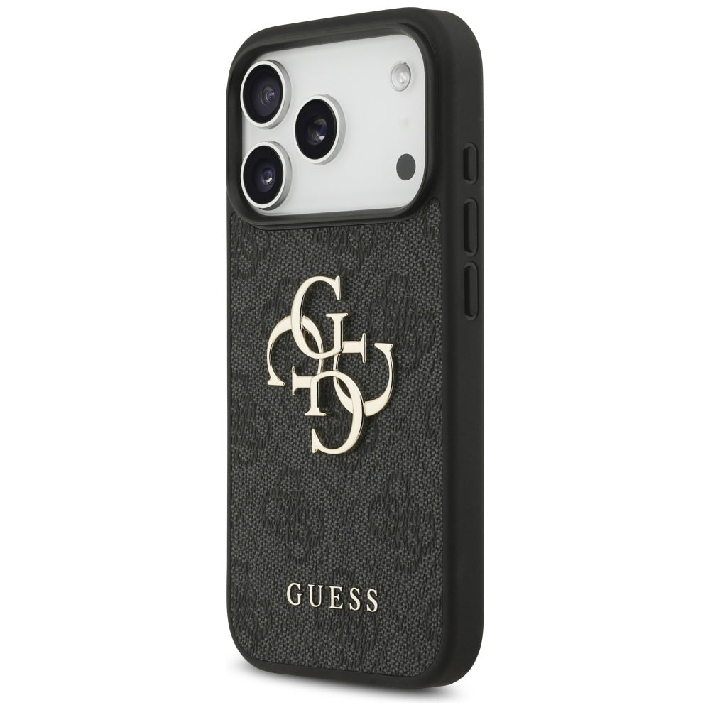 Hülle für Apple iPhone 17 Pro Max, Guess, 4G Classic Logo mit Trageriemen, Schwarz
