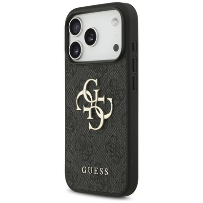 Hülle für Apple iPhone 17 Pro Max, Guess, 4G Classic Logo mit Trageriemen, Schwarz