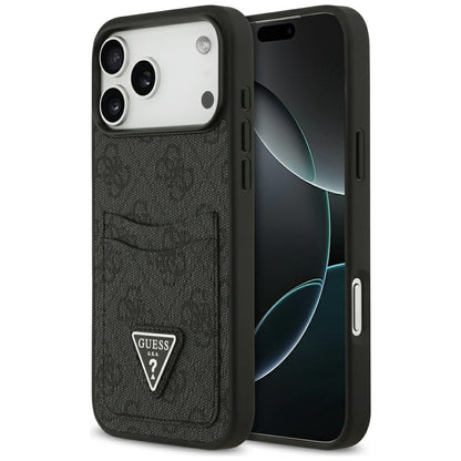 Hülle für Apple iPhone 17 Pro Max, Guess, 4G Double Card Triangle, Schwarz