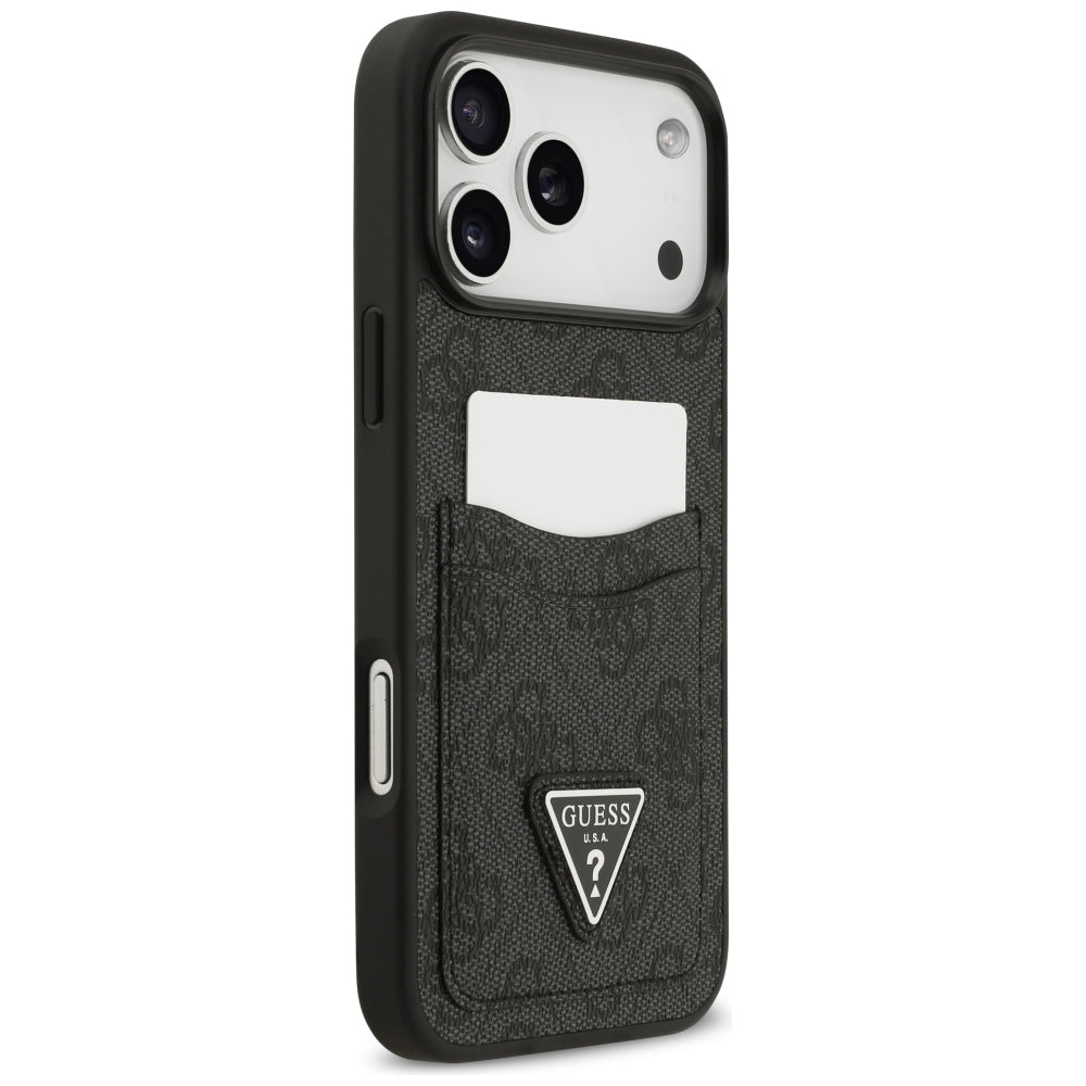 Hülle für Apple iPhone 17 Pro Max, Guess, 4G Double Card Triangle, Schwarz