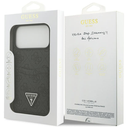 Hülle für Apple iPhone 17 Pro Max, Guess, 4G Double Card Triangle, Schwarz