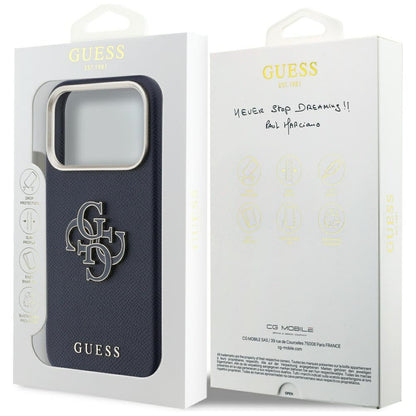 Hülle für Apple iPhone 17 Pro Max, Guess, Resin Logo, Blau