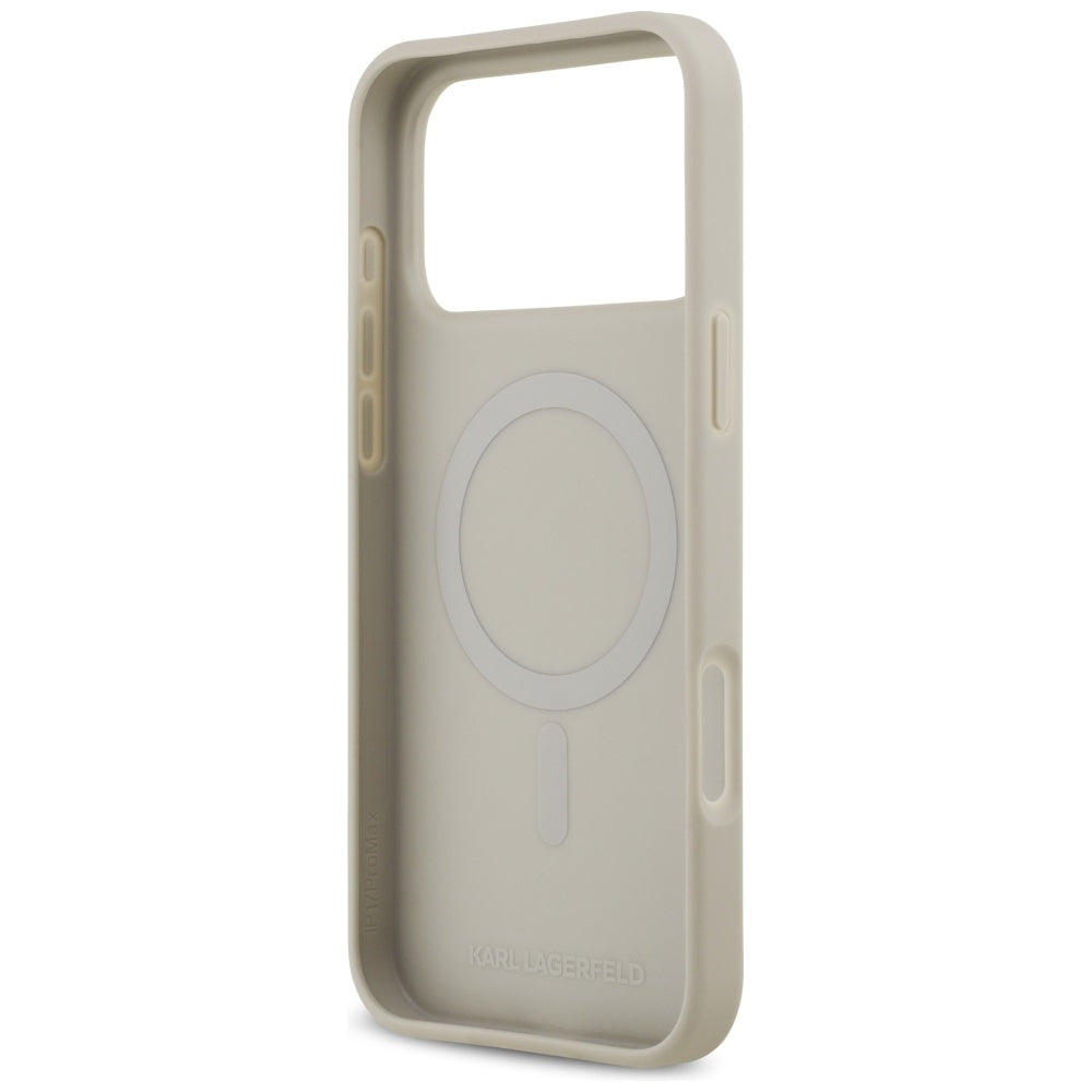 Case for Apple iPhone 17 Pro Max, Karl Lagerfeld, Grained Pattern Logo, Grey