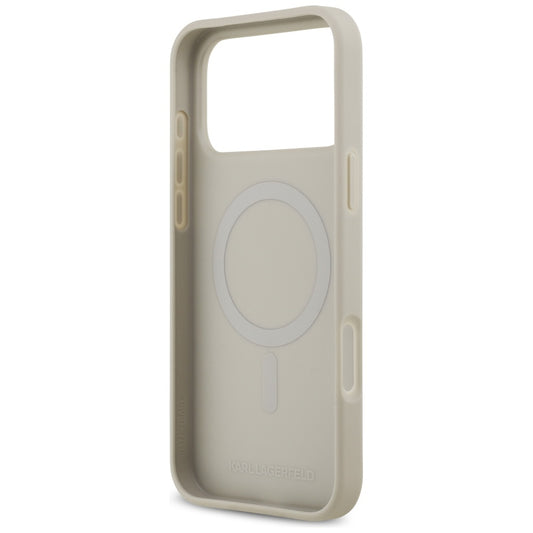 Case for Apple iPhone 17 Pro Max, Karl Lagerfeld, Grained Pattern Logo, Grey