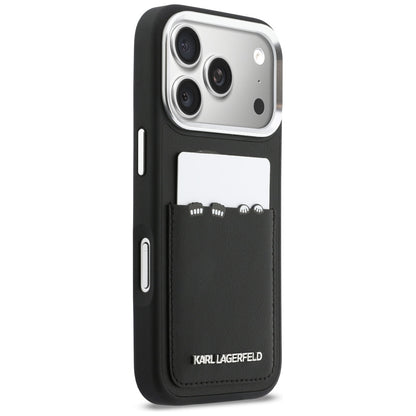 Hülle für Apple iPhone 17 Pro Max, Karl Lagerfeld, Karl & Choupette Print mit Tasche, Schwarz