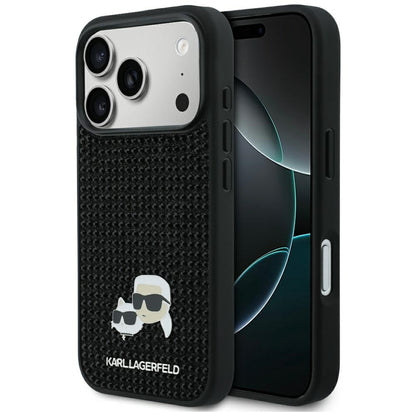 Case for Apple iPhone 17 Pro Max, Karl Lagerfeld, Rhinestone Karl & Choupette Pins, Black