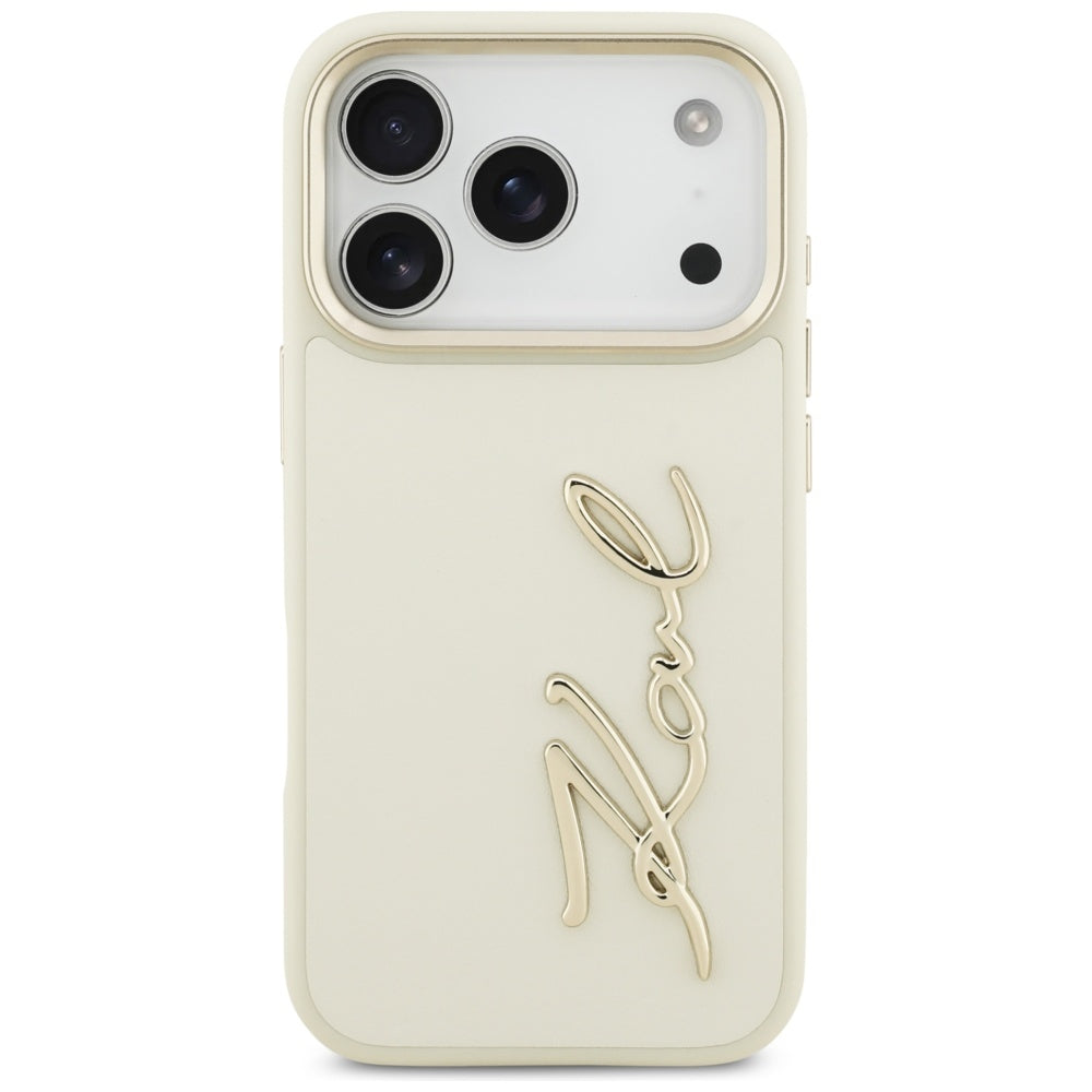 Hülle für Apple iPhone 17 Pro Max, Karl Lagerfeld, Script Logo, Beige